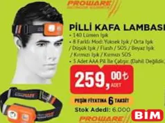PROWARE PİLLİ KAFA LAMBASI PROWARE PİLLİ KAFA LAMBASI